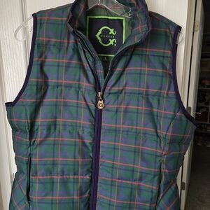 C. Wonder Green and Red Tartan Plaid Vest